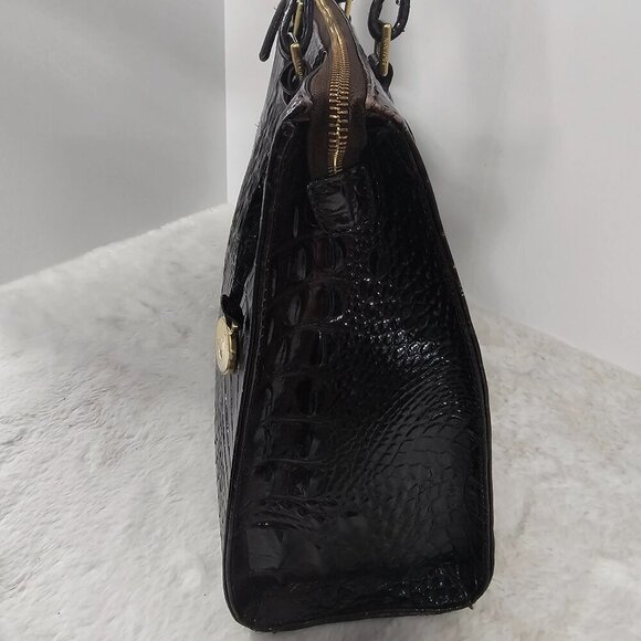 Brahmin Chocolate Croc Embossed Shoulder Bag Classic - Picture 6 of 16